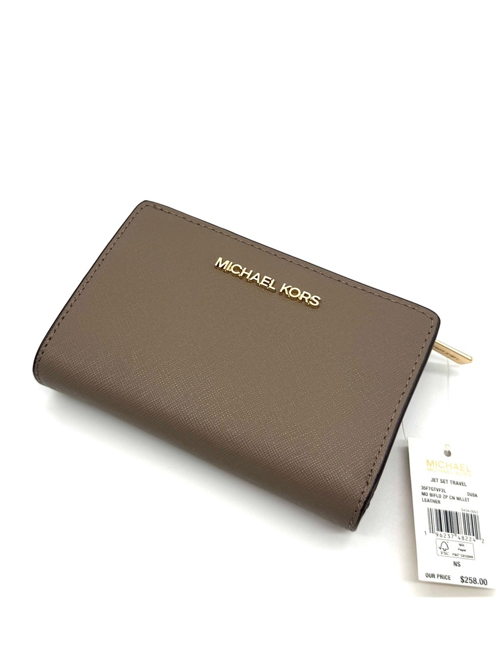 Michael Kors Medium Bifold Zip Chain Wallet Luggage